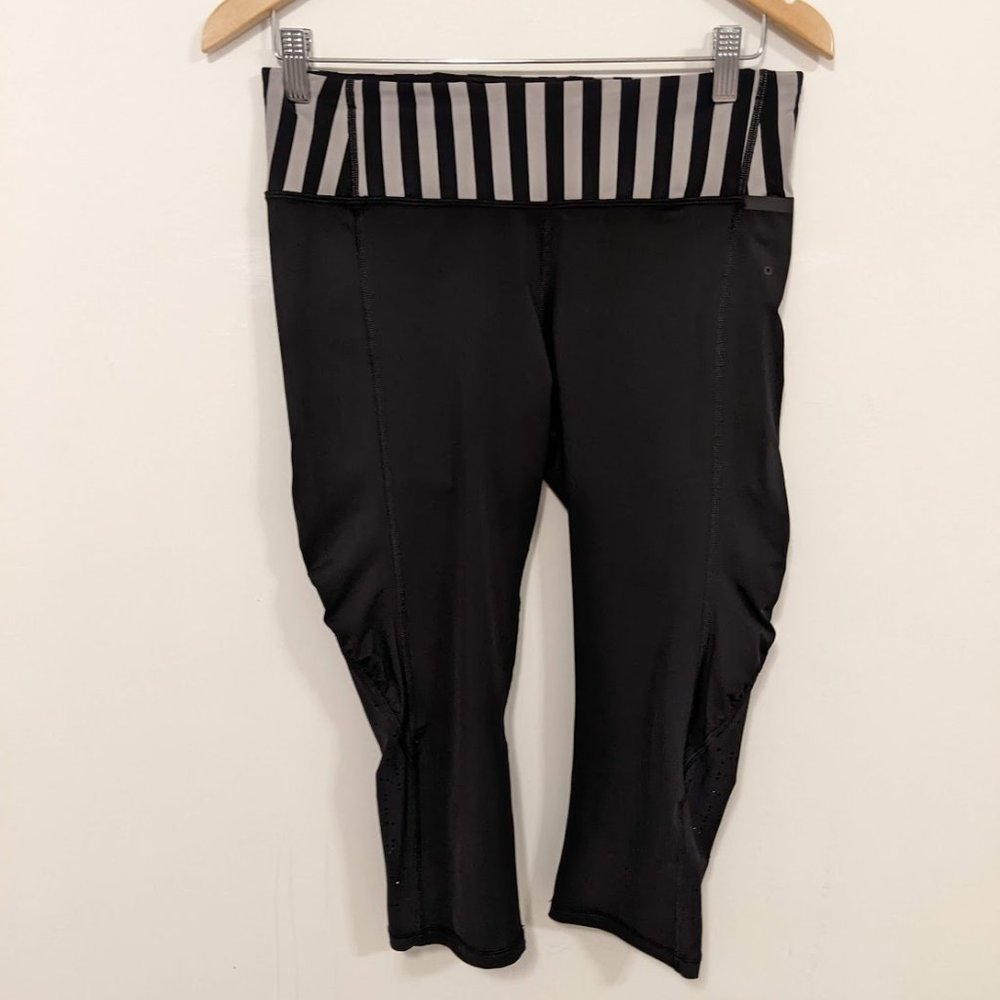 Lululemon Water Bound Crop Black/Apex Stripe Printed Black Dune 8 - Picture 8 of 16